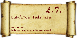 Lukács Teónia névjegykártya
